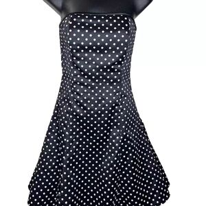 JESSICA McCLINTOCK GUNNE SAX Black & white polka dot strapless cocktail dress